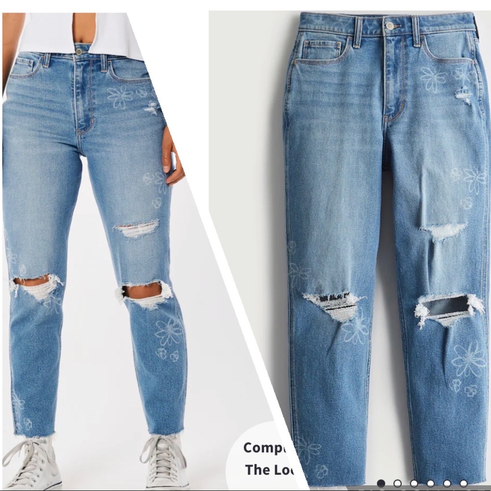 ULTRA HIGH-RISE RIPPED LIGHT WASH DOODLE MOM JEANS